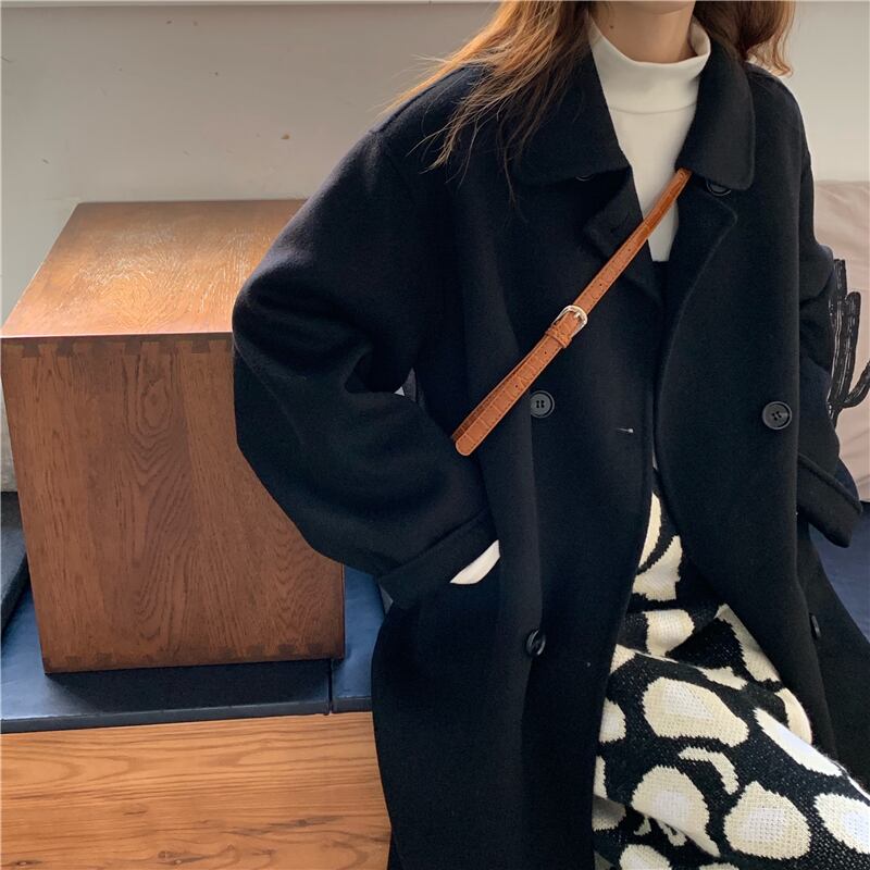 アウター コート ロングコート ロング丈 厚手 襟付き ボタン 長袖 カジュアル シンプル