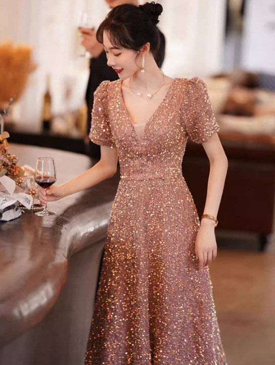 ドレス パーティー 二次会 披露宴 ステージ 舞台 フォーマル ラウンジ ロング 半袖 パフスリーブ 袖あり Vネック 襟なし プリンセスライン フレア Aライン ファスナー ハイウエスト ドレス パーティー 二次会 披露宴 ステージ 舞台 フォーマル ラウンジ ロング 半袖 パフスリーブ 袖あり Vネック 襟なし プリンセスライン フレア Aライン ファスナー ハイウエスト