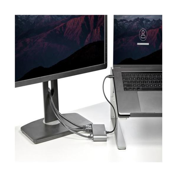 StarTech.com Thunderblot3 ハブ ブラック&シルバー TB3DKM2HDL 1個 StarTech.com Thunderblot3 ハブ ブラック&シルバー TB3DKM2HDL 1個