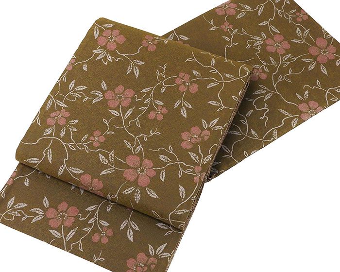 袋帯 新品仕立済 西陣 弥栄織物謹製 草花模様 袋帯 新品 仕立て上がり