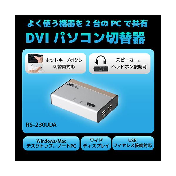 DVIパソコン切替器（2台用） RS-230UDA