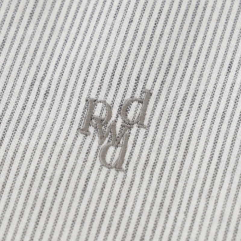 DEPOUND Vネックカラーシャツ グレーストライプ