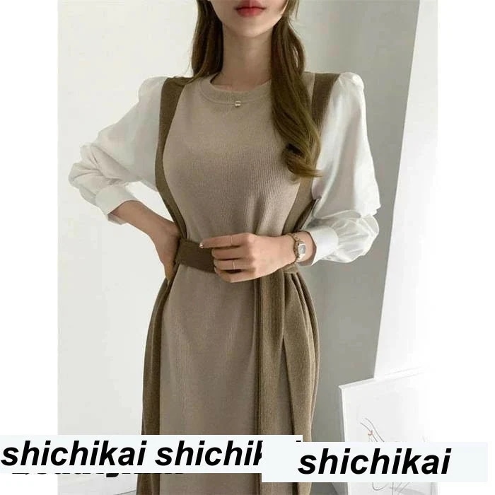 新生活 ワンピース ロング レディース ニット きれいめ 秋冬 エレガント ドッキング おしゃれ 女性らしい 大人 春 秋 冬 長袖 マキシ デーリー デート パーティー OL 秋 春 冬 秋物 冬物