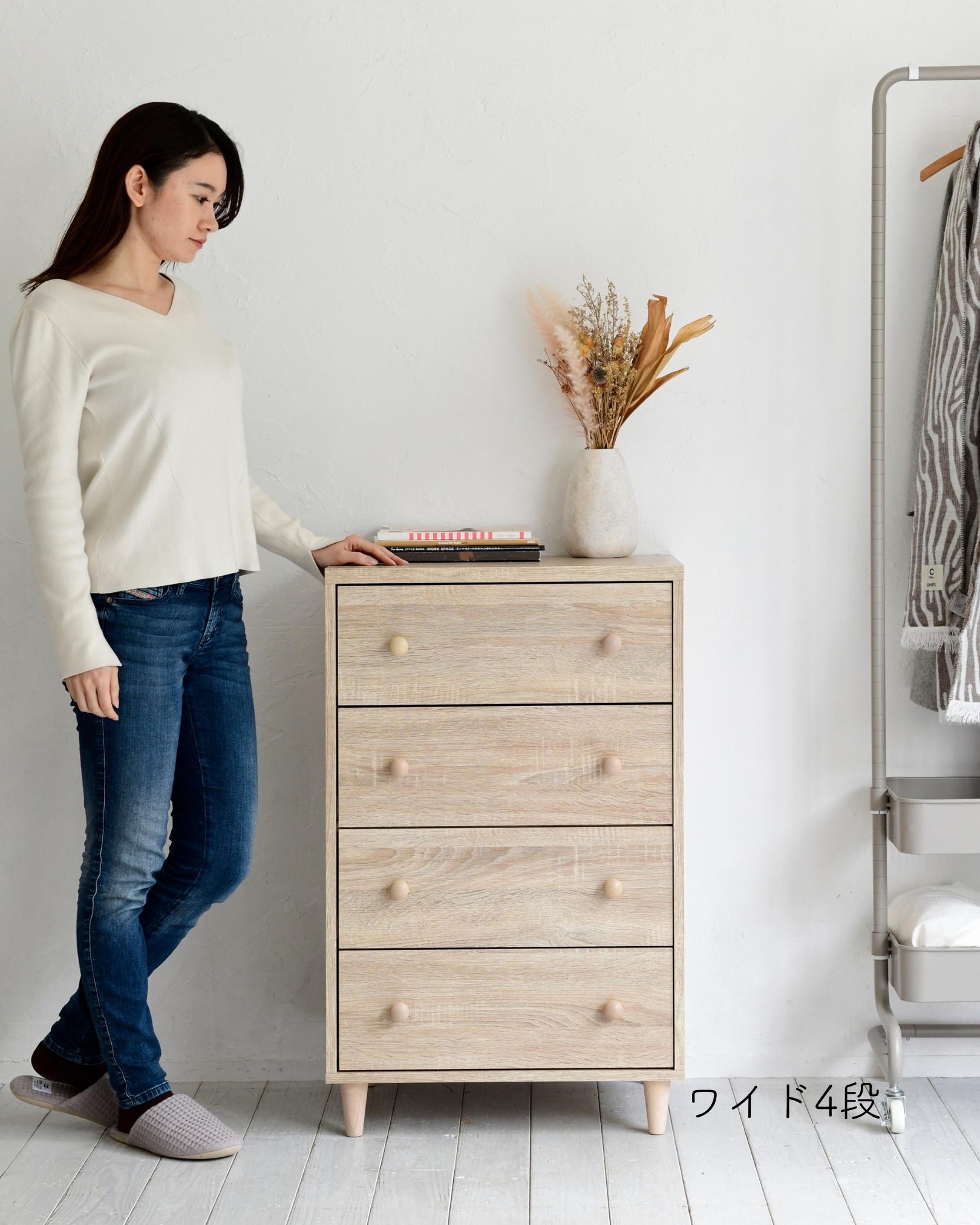 ホコリの入りにくい 木製 チェスト ワイド 3段 幅54 奥行42 高さ68.5cm ホコリの入りにくい 木製 チェスト ワイド 3段 幅54 奥行42 高さ68.5cm