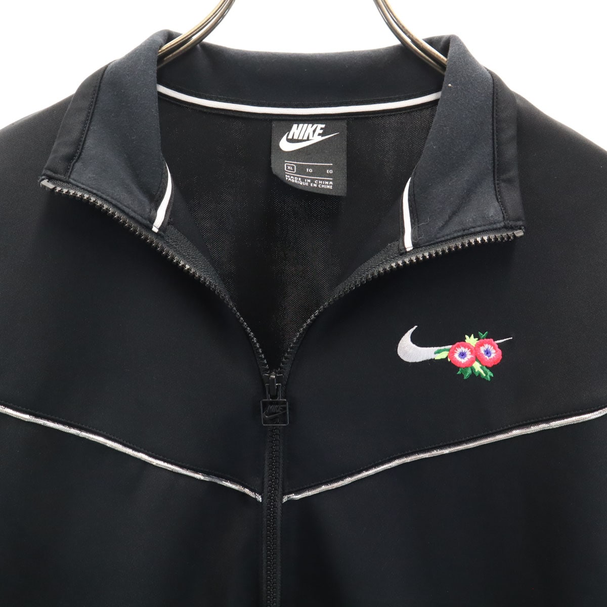 ショート丈 トラックジャケット XL ブラック トレーニング ジャージ レディース 古着