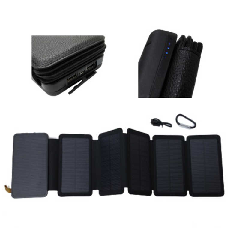 ROYALMONSTER　モバイルバッテリー ブラック ［ 16000mAh / 2ポート / USB充電・ソーラー両用 ］ BK ［2ポート /ソーラーチャージャータイプ］　RM-3406