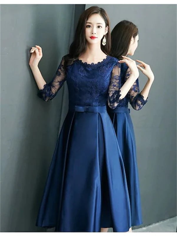ドレス結婚式ワンピースフォーマルワンピースパーティードレスロングドレスレースお呼ばれ服大きいサイズAラインミモレ丈演奏会成人式