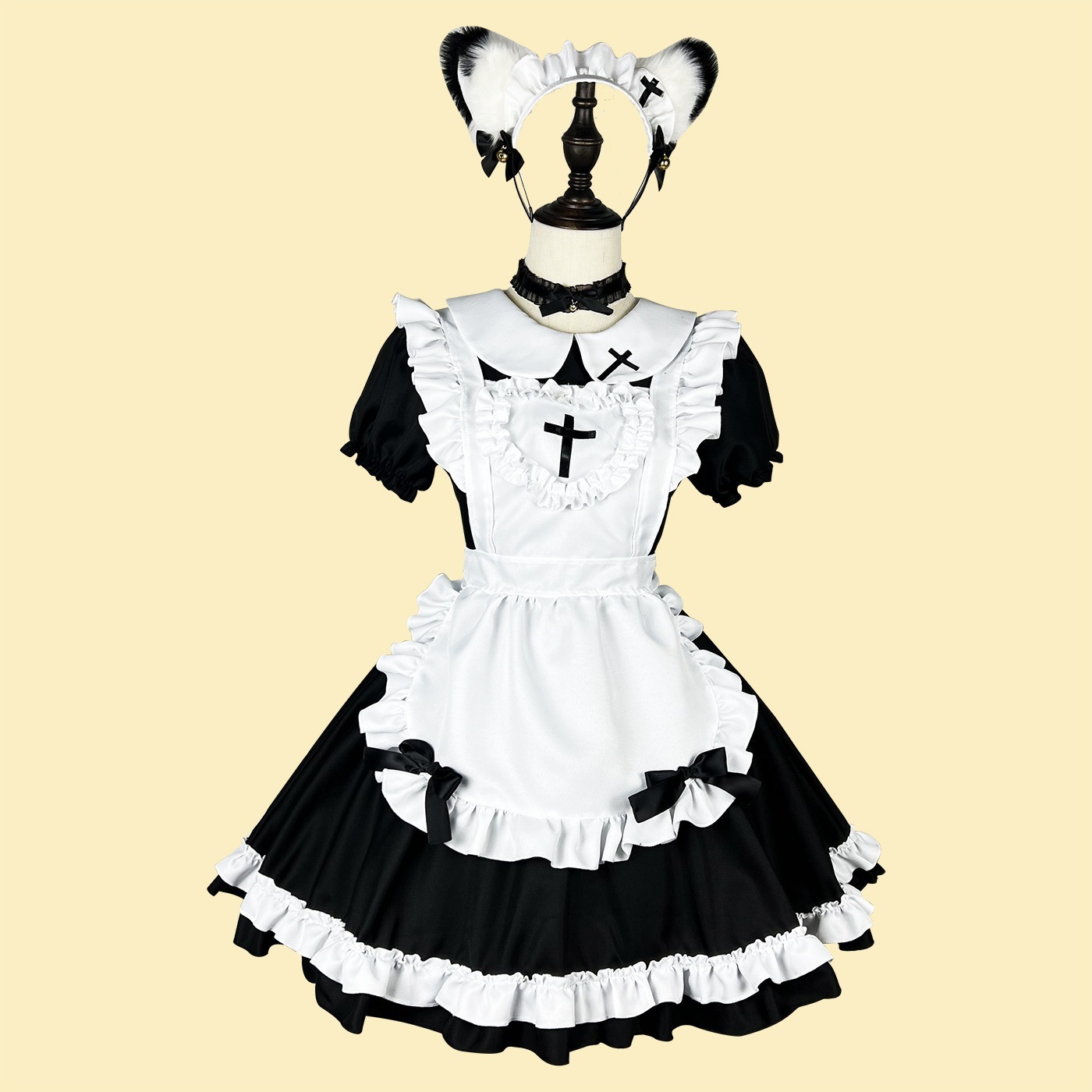 新作にゃんこくクラシック半袖メイド可爱い日韩メイドコスプレ女装メイド服ワンピース