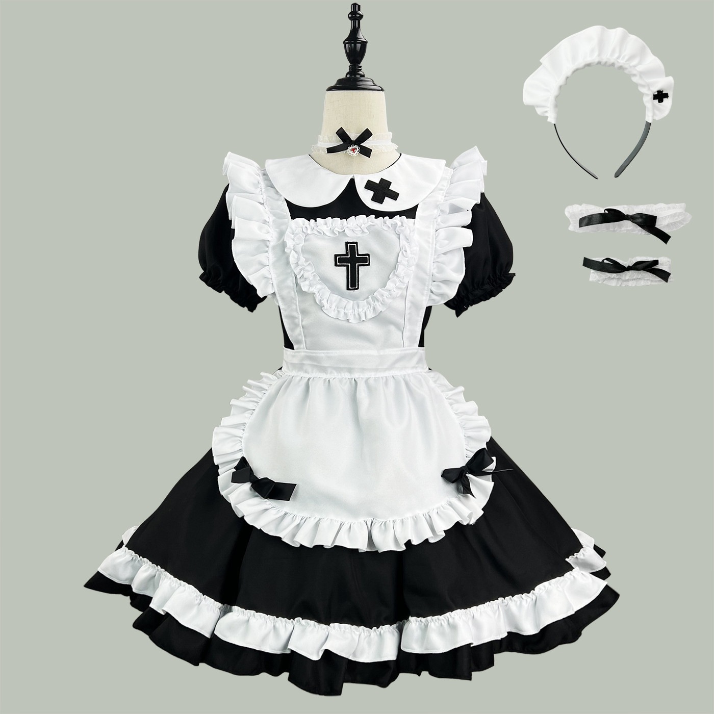 新作にゃんこくクラシック半袖メイド可爱い日韩メイドコスプレ女装メイド服ワンピース