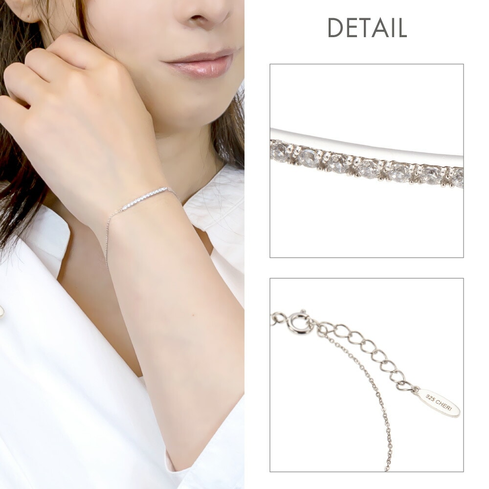 ブレスレット レディース シルバー925製 キュービックジルコニア シルバーアクセサリー 華奢 細い