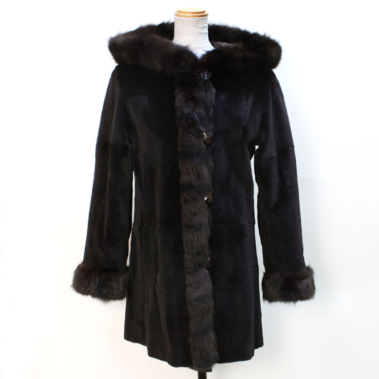 シルク ウィーゼル ファー 2way リバーシブル コート フード付 ブラウン 送料無料 レディース ギフト プレゼント シルク ウィーゼル ファー 2way リバーシブル コート フード付 ブラウン 送料無料 レディース ギフト プレゼント