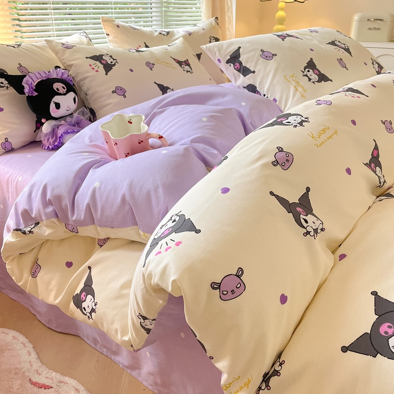 クロミ純綿ベッド4点セット綿キルトカバーベッドシーツ3点セット漫画子供用寝具シーツ