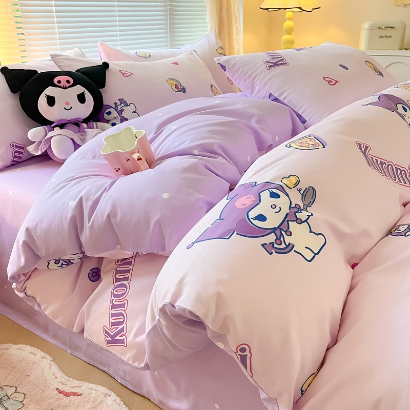 クロミ純綿ベッド4点セット綿キルトカバーベッドシーツ3点セット漫画子供用寝具シーツ