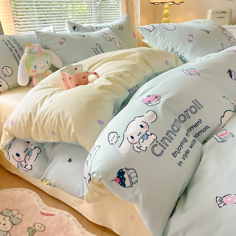 クロミ純綿ベッド4点セット綿キルトカバーベッドシーツ3点セット漫画子供用寝具シーツ