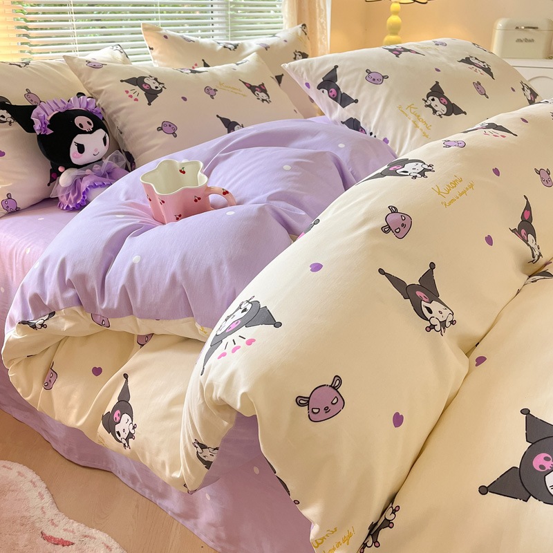 クロミ純綿ベッド4点セット綿キルトカバーベッドシーツ3点セット漫画子供用寝具シーツ