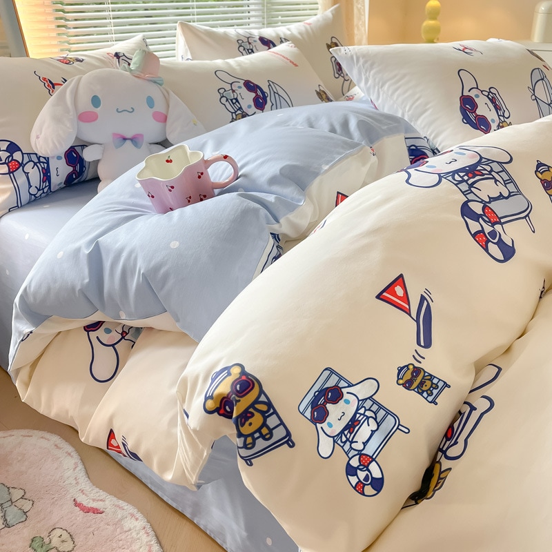 クロミ純綿ベッド4点セット綿キルトカバーベッドシーツ3点セット漫画子供用寝具シーツ