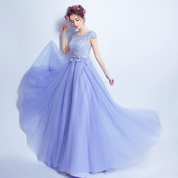 カラードレス パープル 半袖 ロングドレス 安い イブニングドレス サッシュベルト 結婚式 カクテルドレス 演奏会 フォーマル パーティードレス コンサート