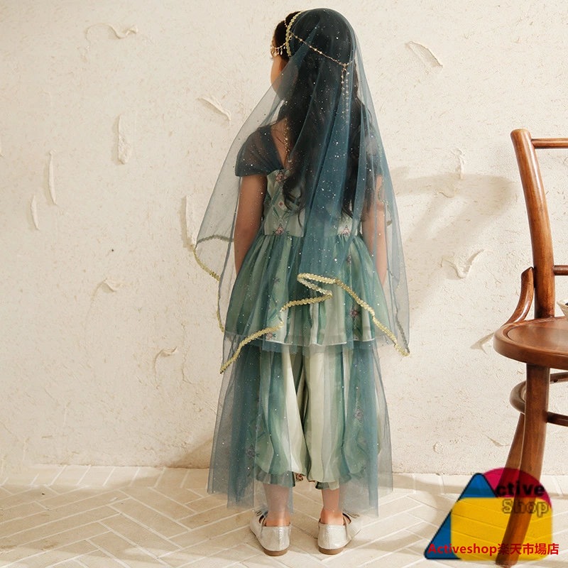 ジャスミン プリンセス ドレス お姫様 ハロウィン コスプレ 衣装 子供 ドレス なりきり セットアップ キッズ 女の子 ドレス 上下豪華6点セット 衣装 キッズ 100 110 120 130 14