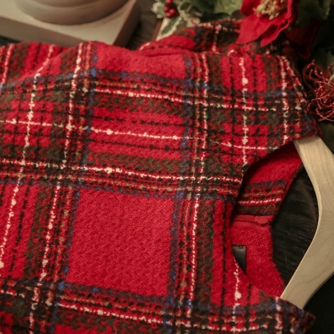 チェックワンピース マーメイドフリル 半袖 パーティードレス