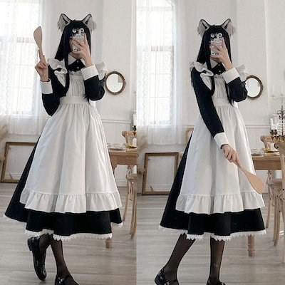 ハロウィン ワンピース いい ロリィタ ロリータ メイド服 ゴシック式 コスチューム 悪魔 吸血鬼 魔法 魔女 リボン付き 猫 文化祭 学園祭  Halloween Lolita コスプレ衣装 アニメ 可愛い ブラック オーバーサイズ アウトレット コスプレ