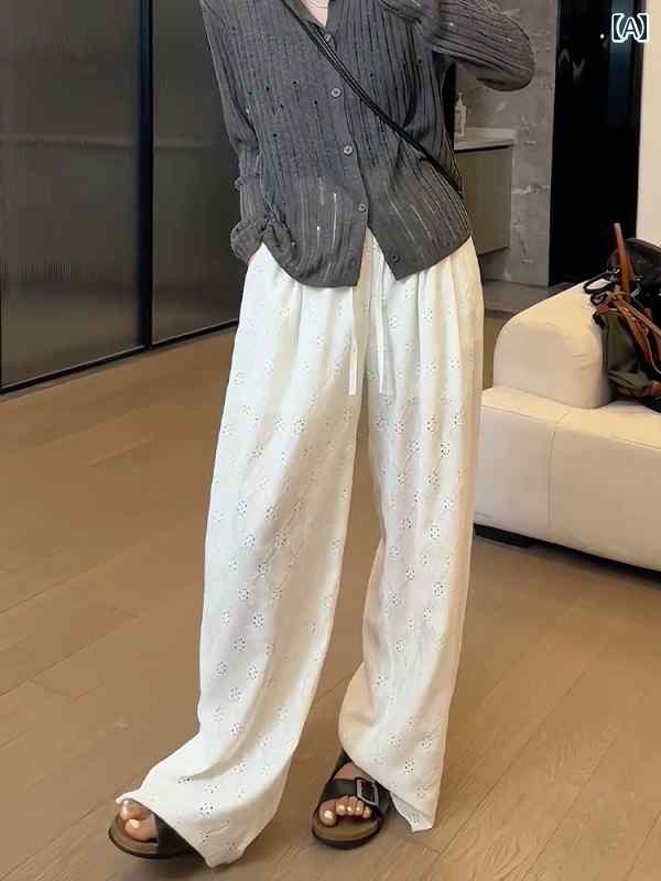 【送料無料】レディース ファッション オシャレ カワイイ シンプル 人カワイイ きいサイズ 白 ストレッチ ウエスト ストレート パンツ ハイウエスト 薄型