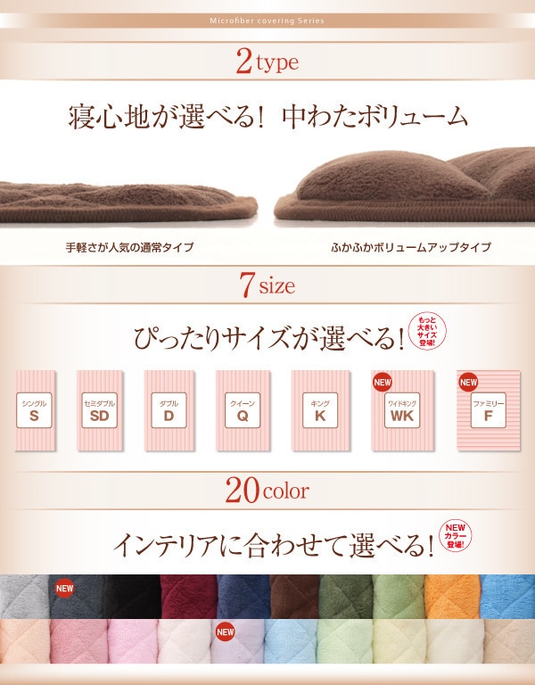 20色から選べる!マイクロファイバー パッド一体型ボックスシーツ[中わた通常タイプ] セミダブル アースブルー