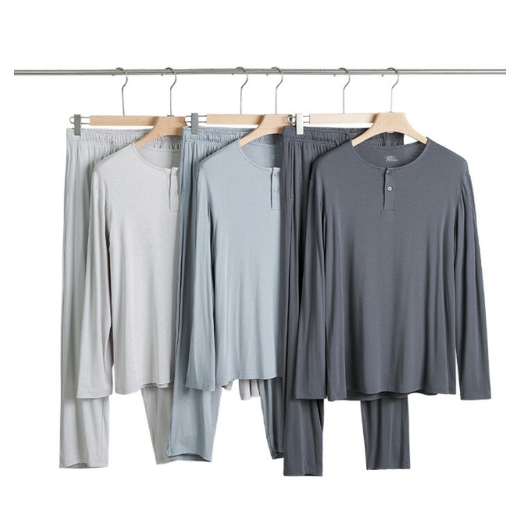 tシャツ モダール パジャマ ルームウェア メンズ モダール 部屋着 長袖 上下セット 長ズボン セットアップ 綿 春秋冬 男性用 ナイトウェア