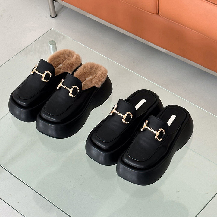 ローファー サンダル ビットモチーフ 厚底 ウェッジソール フラット レディース 黒 ブラック ファー モコモコ おじ靴 革靴 オックスフォード 靴 婦人靴 韓国
