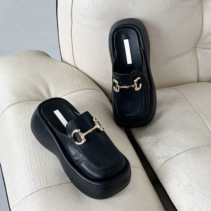 ローファー サンダル ビットモチーフ 厚底 ウェッジソール フラット レディース 黒 ブラック ファー モコモコ おじ靴 革靴 オックスフォード 靴 婦人靴 韓国