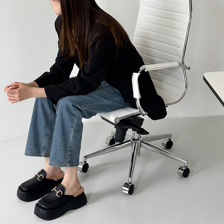 ローファー サンダル ビットモチーフ 厚底 ウェッジソール フラット レディース 黒 ブラック ファー モコモコ おじ靴 革靴 オックスフォード 靴 婦人靴 韓国