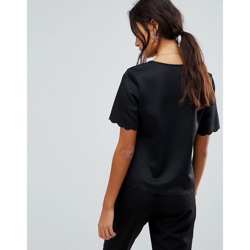 ニュールック レディース トップス【New Look Scallop Hem Top】Black ニュールック レディース トップス【New Look Scallop Hem Top】Black