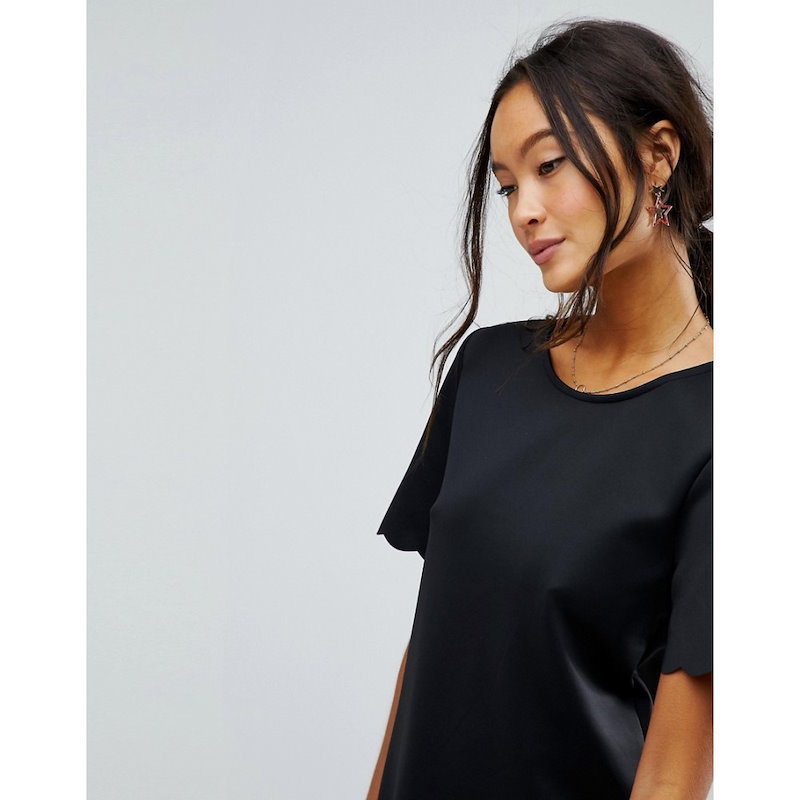 ニュールック レディース トップス【New Look Scallop Hem Top】Black ニュールック レディース トップス【New Look Scallop Hem Top】Black