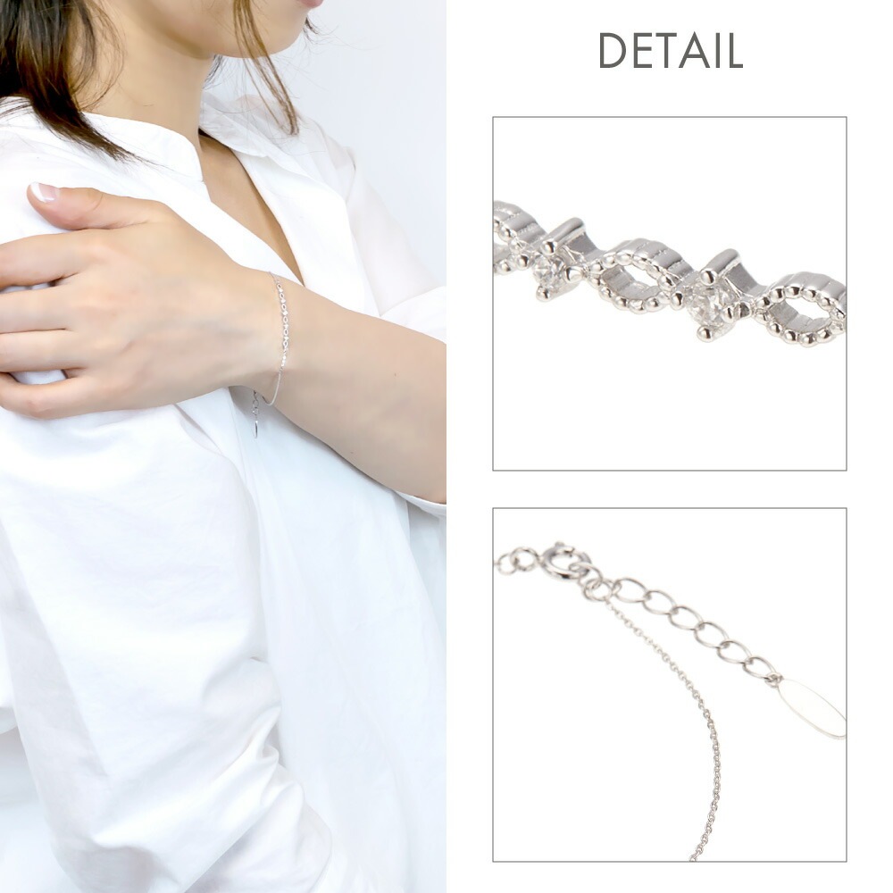 ブレスレット レディース シルバー925製 キュービックジルコニア シルバーアクセサリー 華奢 細い ブレスレット レディース シルバー925製 キュービックジルコニア シルバーアクセサリー 華奢 細い
