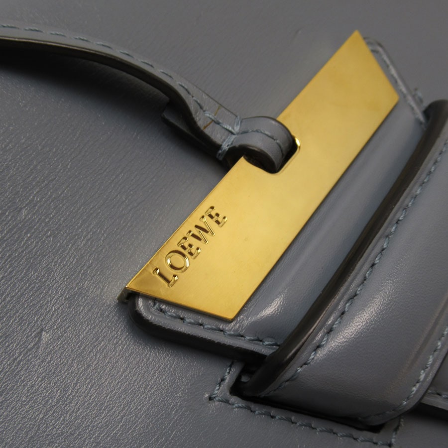 ロエベ LOEWE ショルダーバッグ バルセロナ レザー ダークブルー ゴールド レディース w0647a