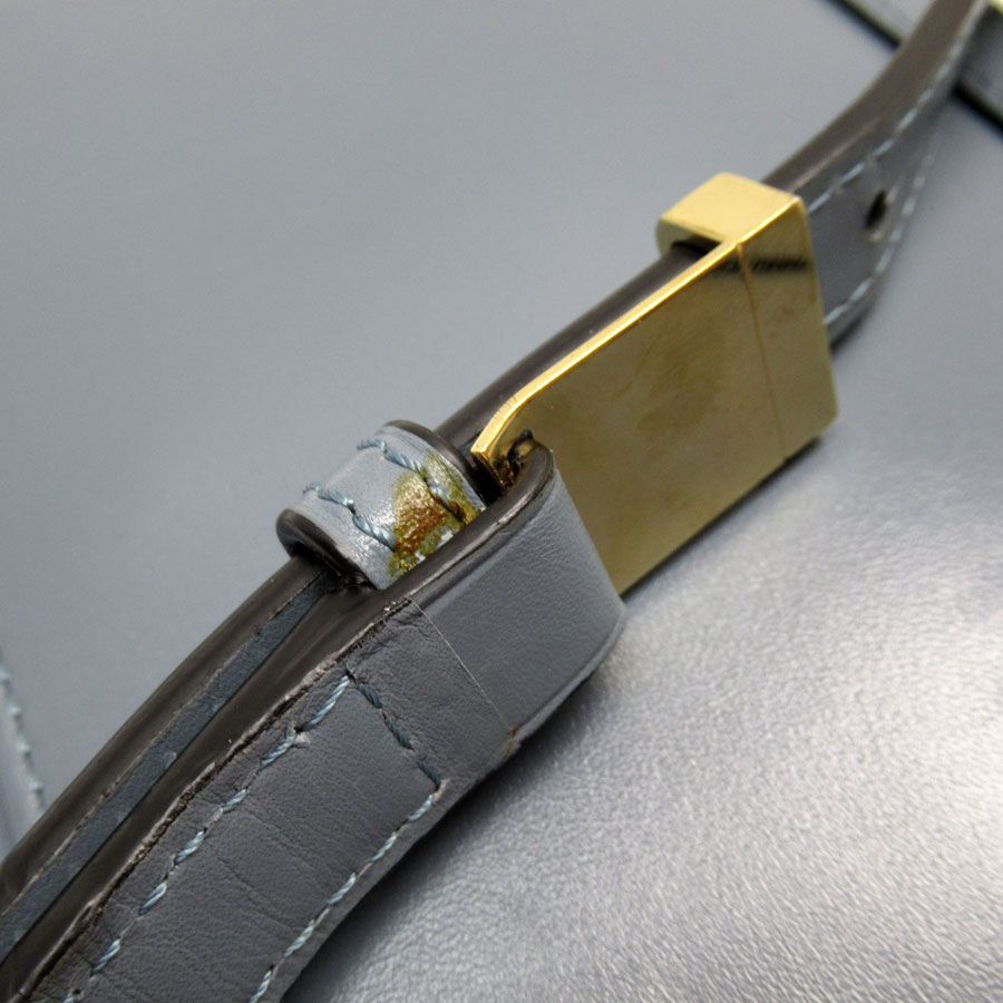 ロエベ LOEWE ショルダーバッグ バルセロナ レザー ダークブルー ゴールド レディース w0647a