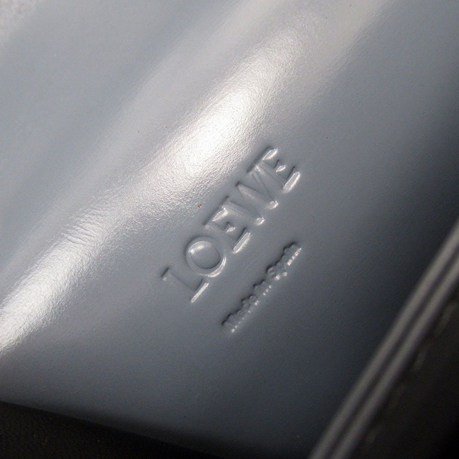 ロエベ LOEWE ショルダーバッグ バルセロナ レザー ダークブルー ゴールド レディース w0647a