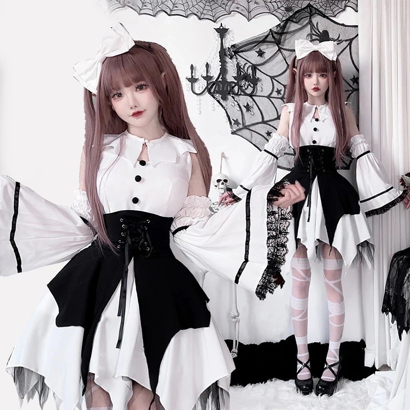 2025新品今年 短纳期 5点 セットアップ ワン ハロウィン 大人 仮装コーデコスチューム服 衣装 ガーリー 甘め 学園祭 文化祭 ファッション系 レディース セクシー型 ブラックスリーブソフト