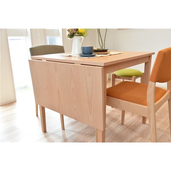 伸長式ダイニングテーブル 120cm幅 ビーチ材 4人掛け用 ナチェラル [組立品]