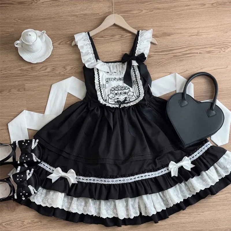 ロリータ 二次元 メイド服 コスプレ 花嫁 茶会 ワンピース キュートjsk キャミソールワンピース サマー レディース ドレス学院祭用 韓国ファッション