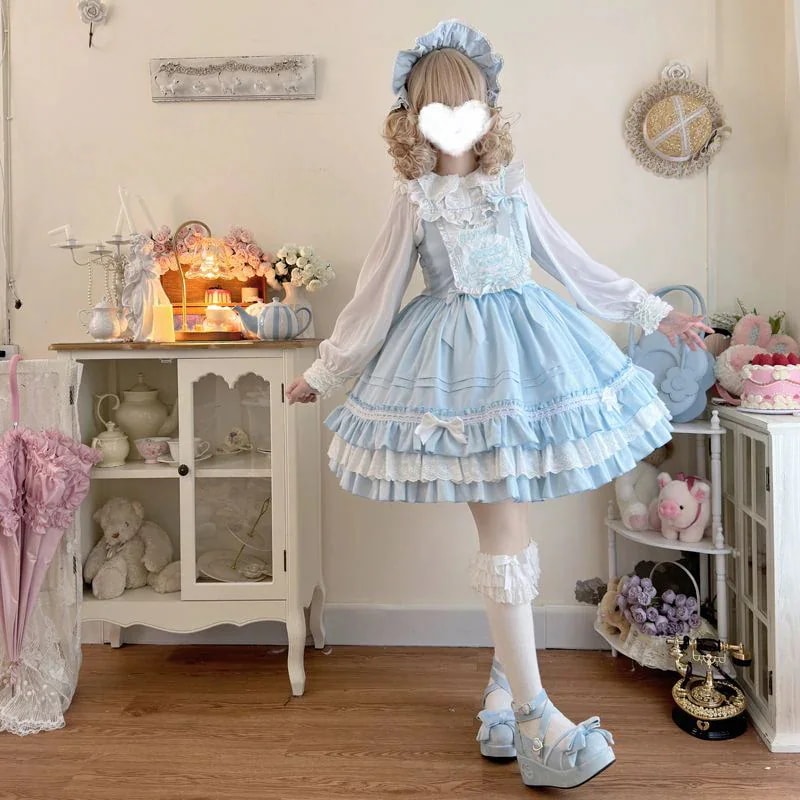 ロリータ 二次元 メイド服 コスプレ 花嫁 茶会 ワンピース キュートjsk キャミソールワンピース サマー レディース ドレス学院祭用 韓国ファッション