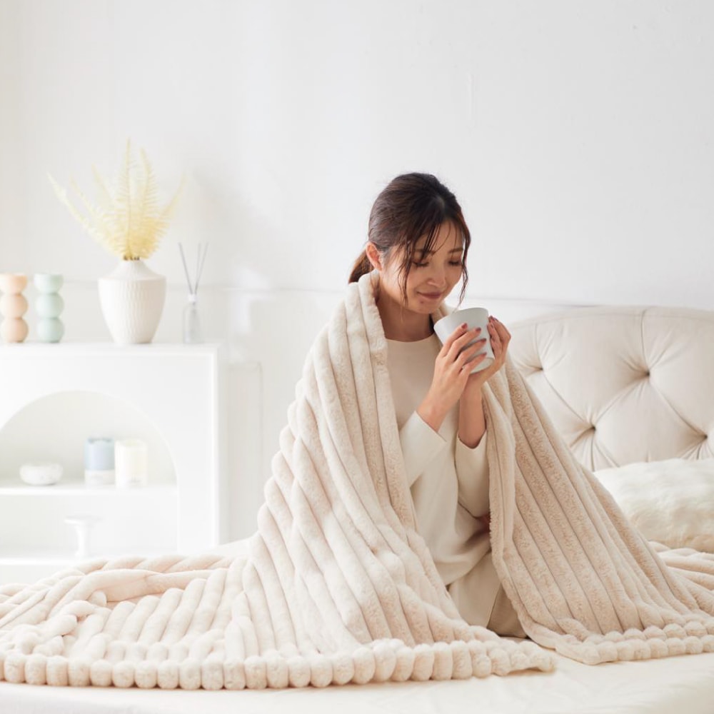 ふわふわボーダー3.5cm 【シングル (150cm×210cm) 】毛布 シンプル デザイン アンティーク 韓国インテリア ASHEL