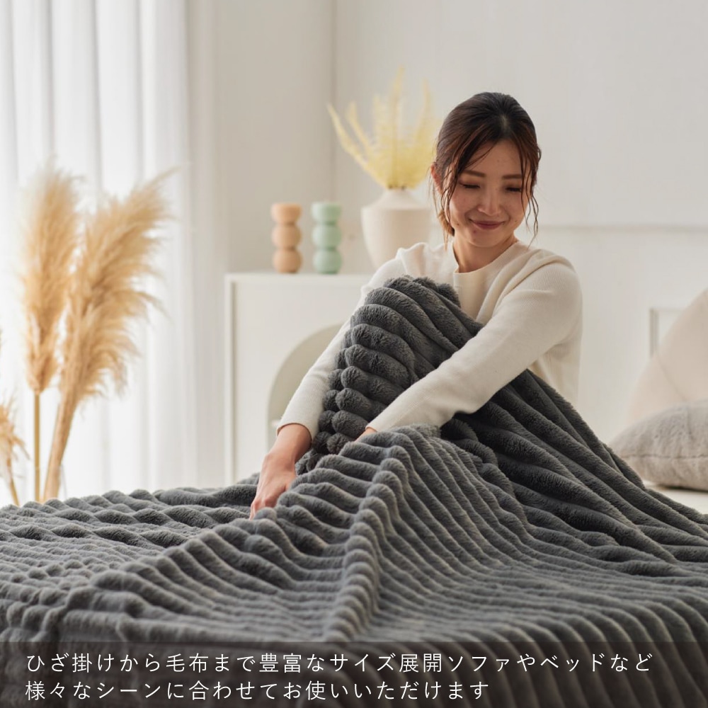 ふわふわボーダー3.5cm 【シングル (150cm×210cm) 】毛布 シンプル デザイン アンティーク 韓国インテリア ASHEL