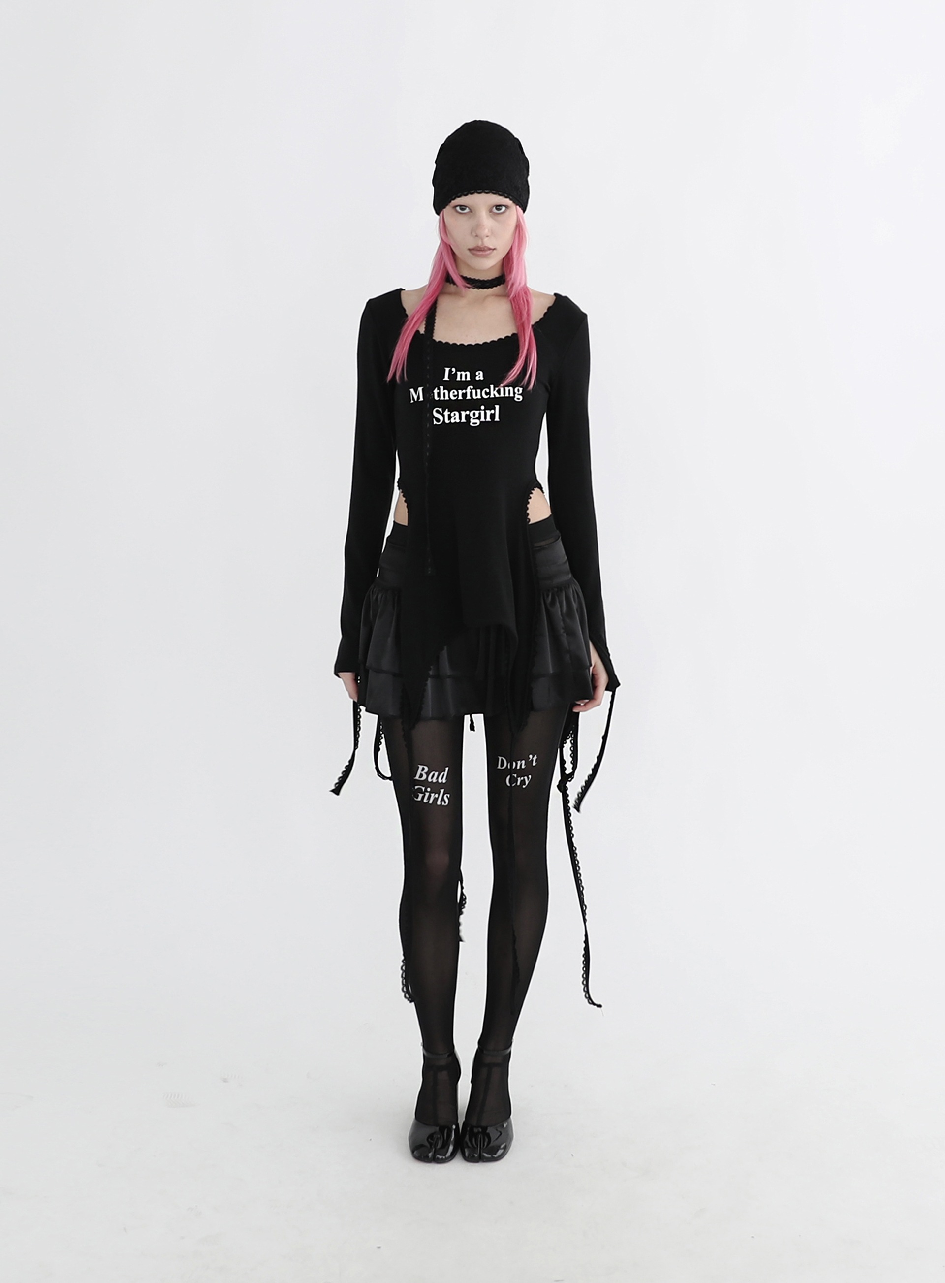 BADBLOOD Stargirl String Long Sleeve 長袖 BADBLOOD】 STARGIRL STRING LONG SLEEVE : BLACK Tシャツ