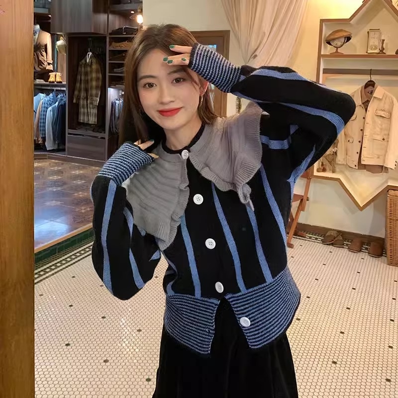 フリルカーディガン カーディガン レディース トップス ニット セーター a3905 フリルカーディガン カーディガン レディース トップス ニット セーター a3905