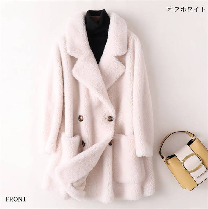 ボア コート レディース 新作 ボアコート ムートン 長袖 無地 ロングコート 厚手 ウール フェイクファー アウター 前開き トップス ゆったり 大人 防寒 暖かい 秋 冬 エレガント 折り襟 大き