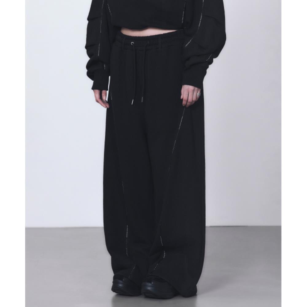 TREEMINGBIRD TMB Logo Piping Sweat Pants Black TM2513P