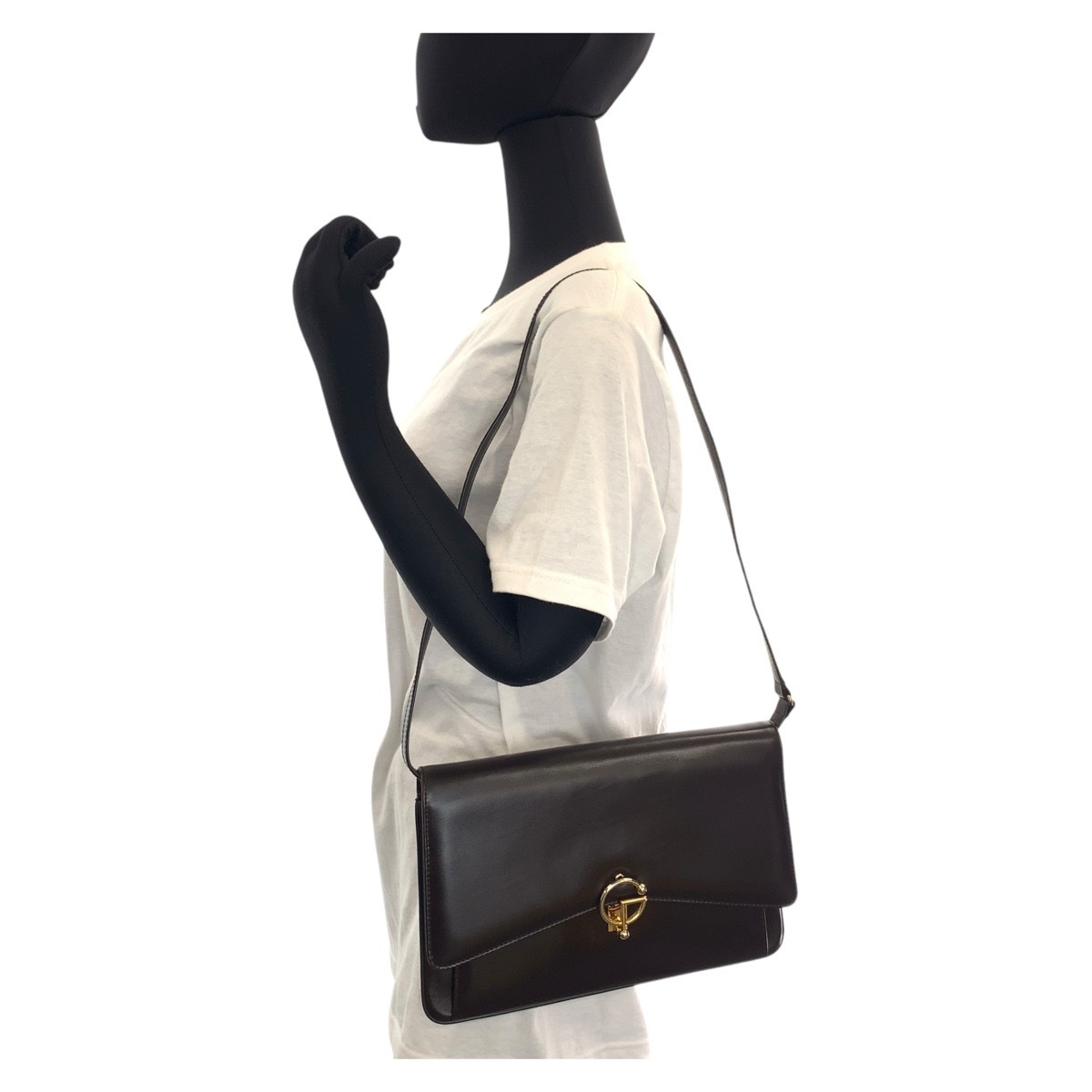 美品 ヴィンテージ ブラウン ゴールド金具 レザー ショルダーバッグ メッセンジャーバッグ レディース 409954 美品 ヴィンテージ ブラウン ゴールド金具 レザー ショルダーバッグ メッセンジャーバッグ レディース 409954