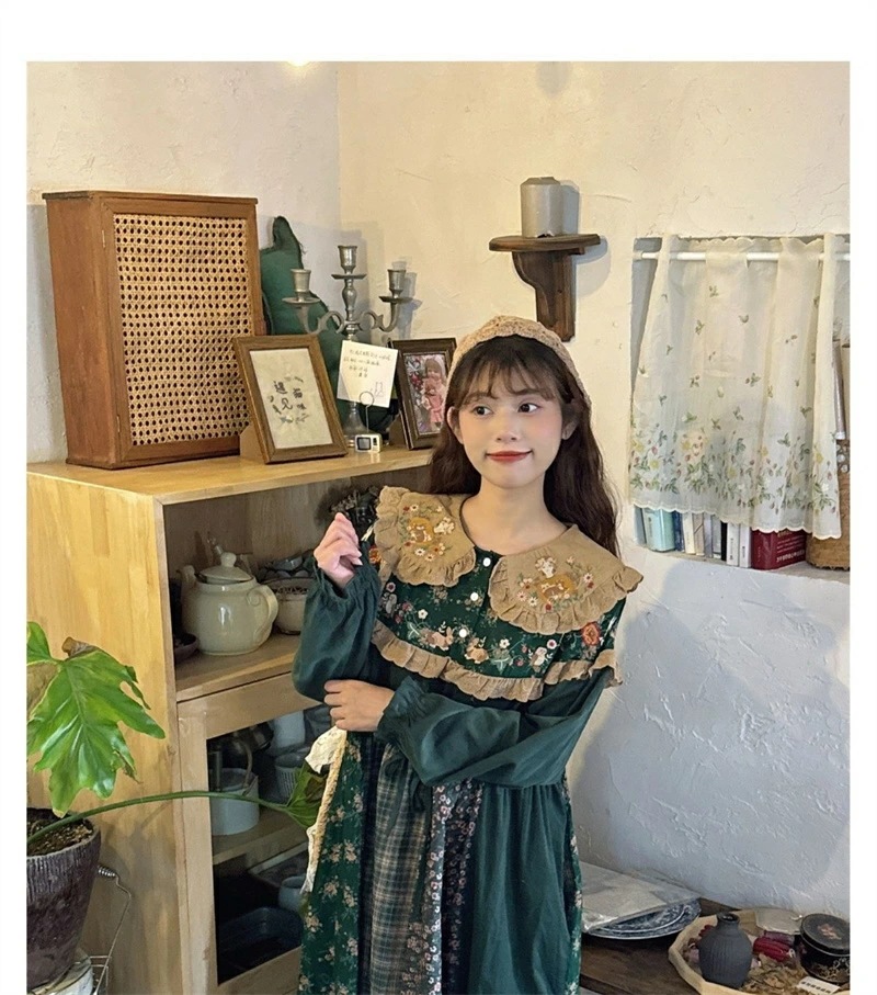 ワンピース レディース 長袖 コーデュロイ フリル ビッグフリエル襟 森ガール 可愛い 春 秋 冬 グリーン ピンク ロングワンピース 異素材 ロリータワンピース 花柄 長袖ワンピース ロリータ ワンピース レディース 長袖 コーデュロイ フリル ビッグフリエル襟 森ガール 可愛い 春 秋 冬 グリーン ピンク ロングワンピース 異素材 ロリータワンピース 花柄 長袖ワンピース ロリータ