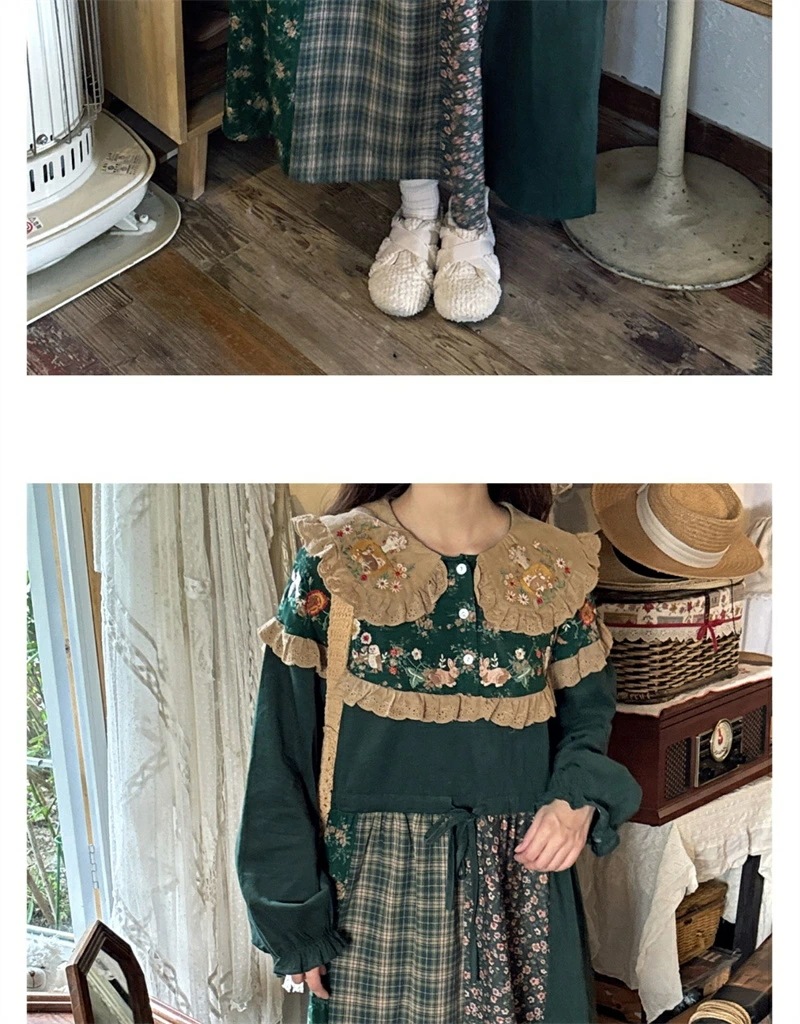 ワンピース レディース 長袖 コーデュロイ フリル ビッグフリエル襟 森ガール 可愛い 春 秋 冬 グリーン ピンク ロングワンピース 異素材 ロリータワンピース 花柄 長袖ワンピース ロリータ ワンピース レディース 長袖 コーデュロイ フリル ビッグフリエル襟 森ガール 可愛い 春 秋 冬 グリーン ピンク ロングワンピース 異素材 ロリータワンピース 花柄 長袖ワンピース ロリータ