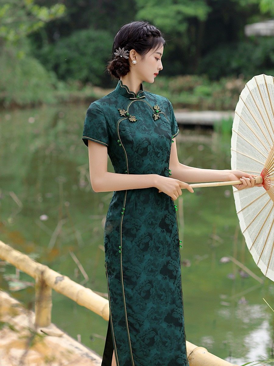 古い上海日常チャイナドレス若いスタイル改良版気質ロングドレス